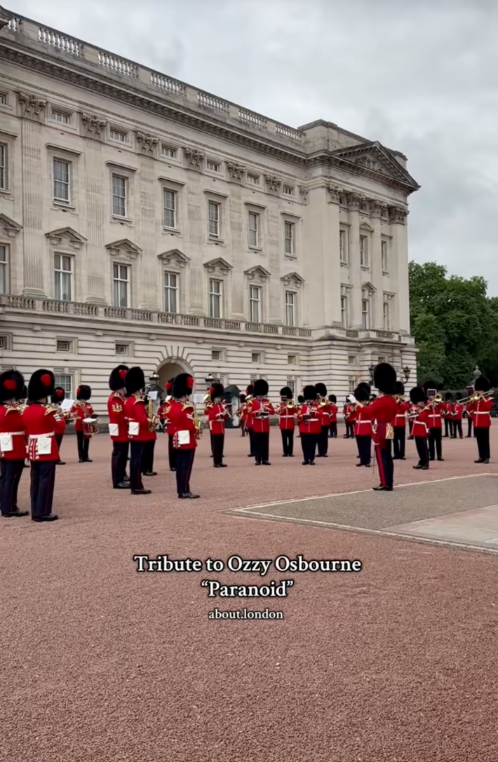 @about.london/TikTok Tribute to Ozzy Osbourne 'Paranoid' - changing of the guard performing Paranoid at Buckingham Palace in honor of Ozzy's death