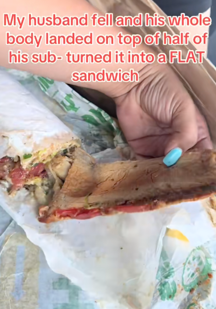 a very thin subway sandwich