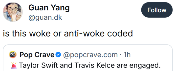 Bluesky post reading "is this woke or anti-woke coded"