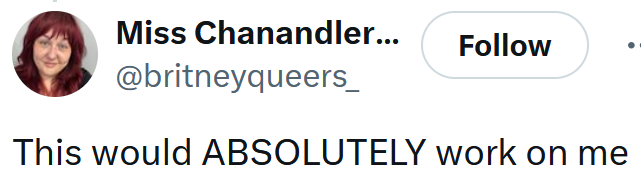 Tweet reading "This would ABSOLUTELY work on me"