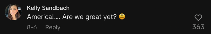 “America!…. Are we great yet? 😩”