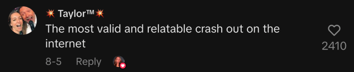 “The most valid and relatable crash out on the internet.”