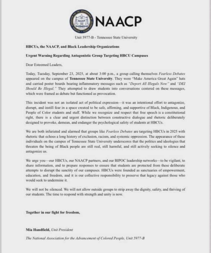 Statement from the NAACP Nashville Chapter.