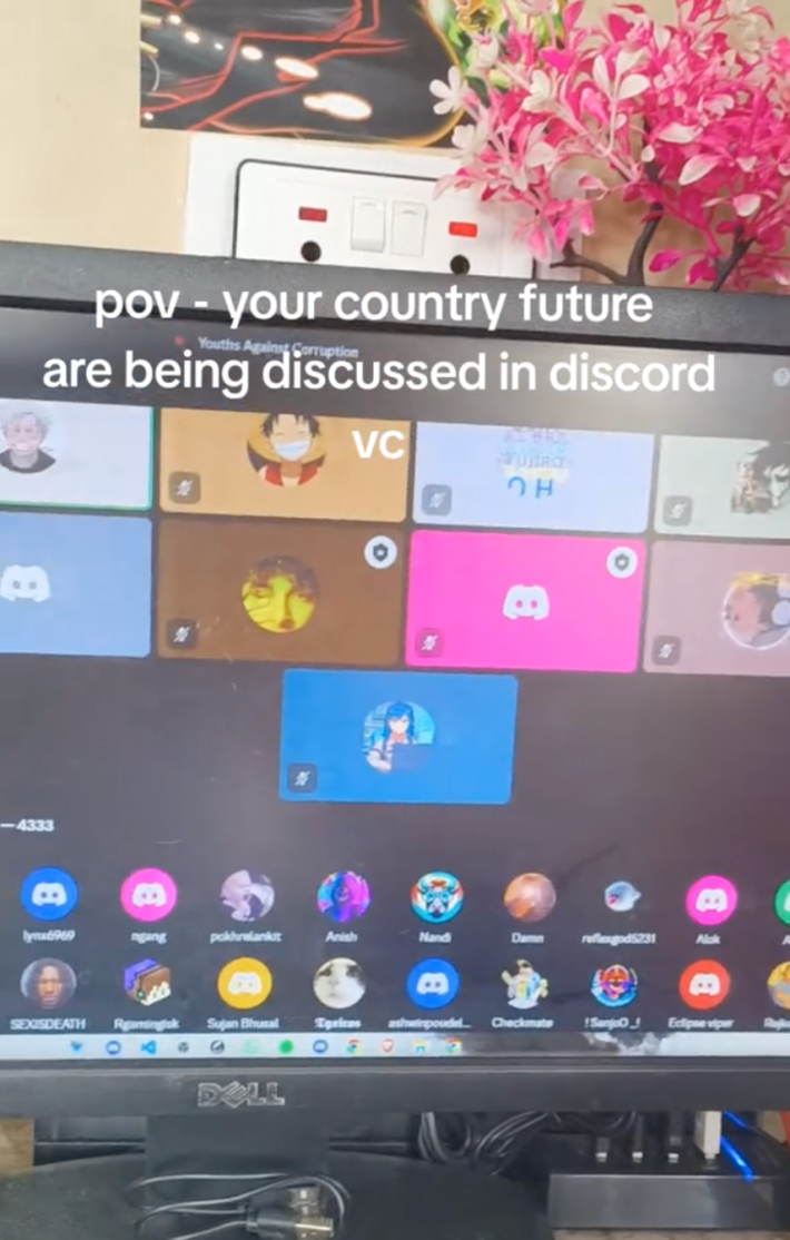 video of a Discord call, text reads, "pov - your country future are being discussed in discord vc"
