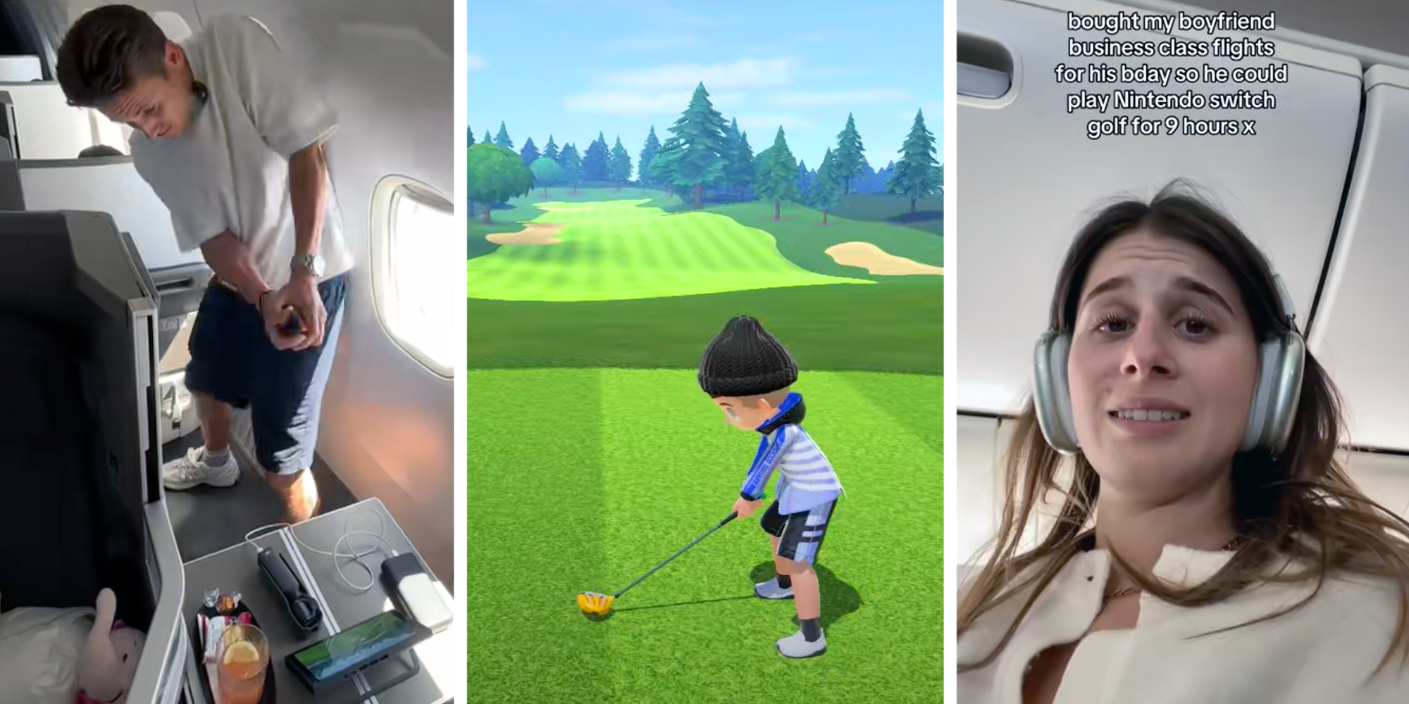 nintendo switch golf in first class flight