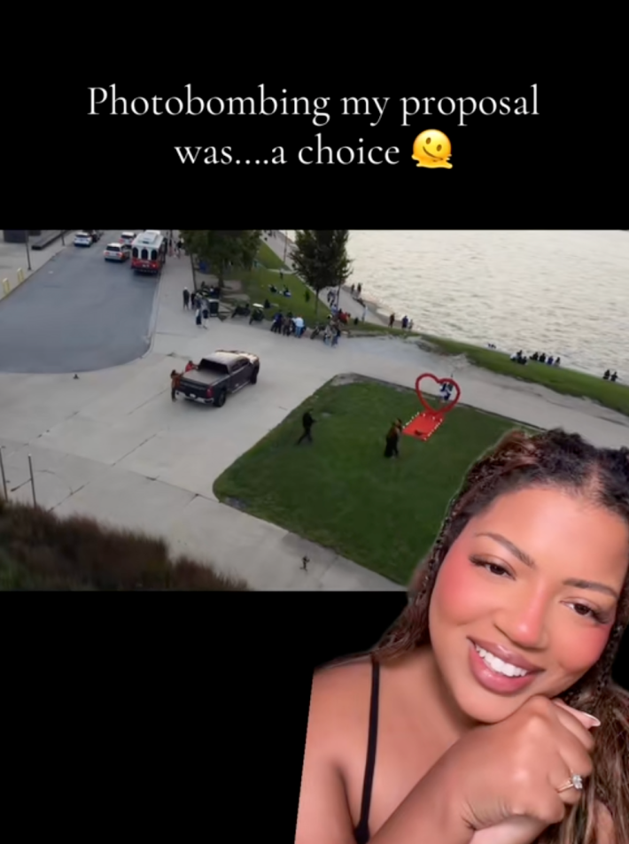 photobombed engagement chicago