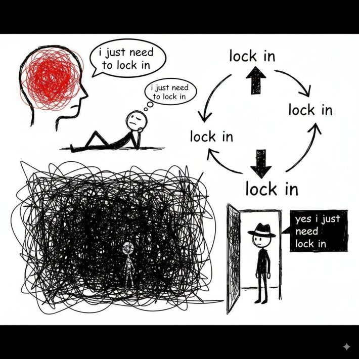 "The Great Lock In" meme with various sketches demonstrating the need to lock in.