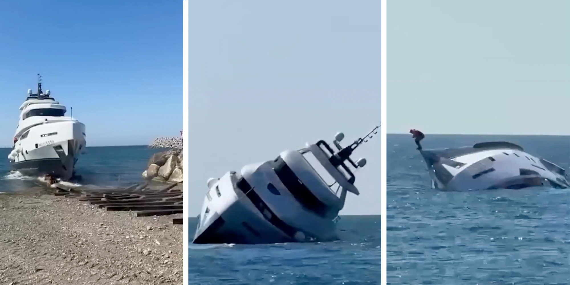 Turkish yacht Dolce Vento sinking 15 minutes into its maiden voyage on the Black Sea