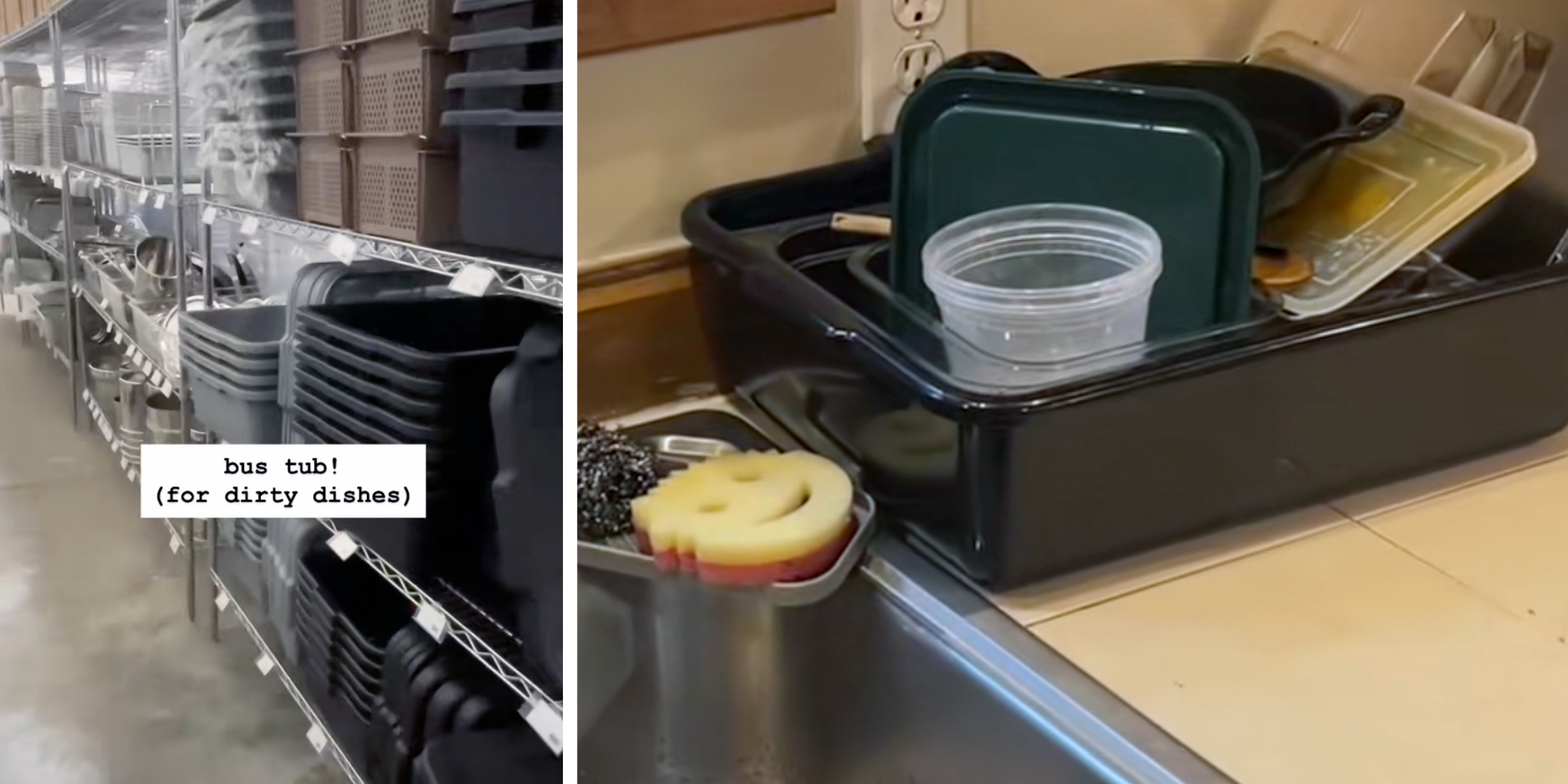 using a bus bin at home in kitchen