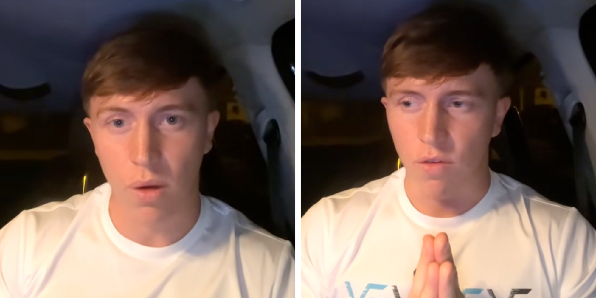 TikTok creator Alex Nolan sitting in his car speaking to the camera.