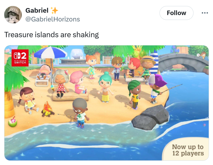 Tweet that reads, "Treasure islands are shaking"
