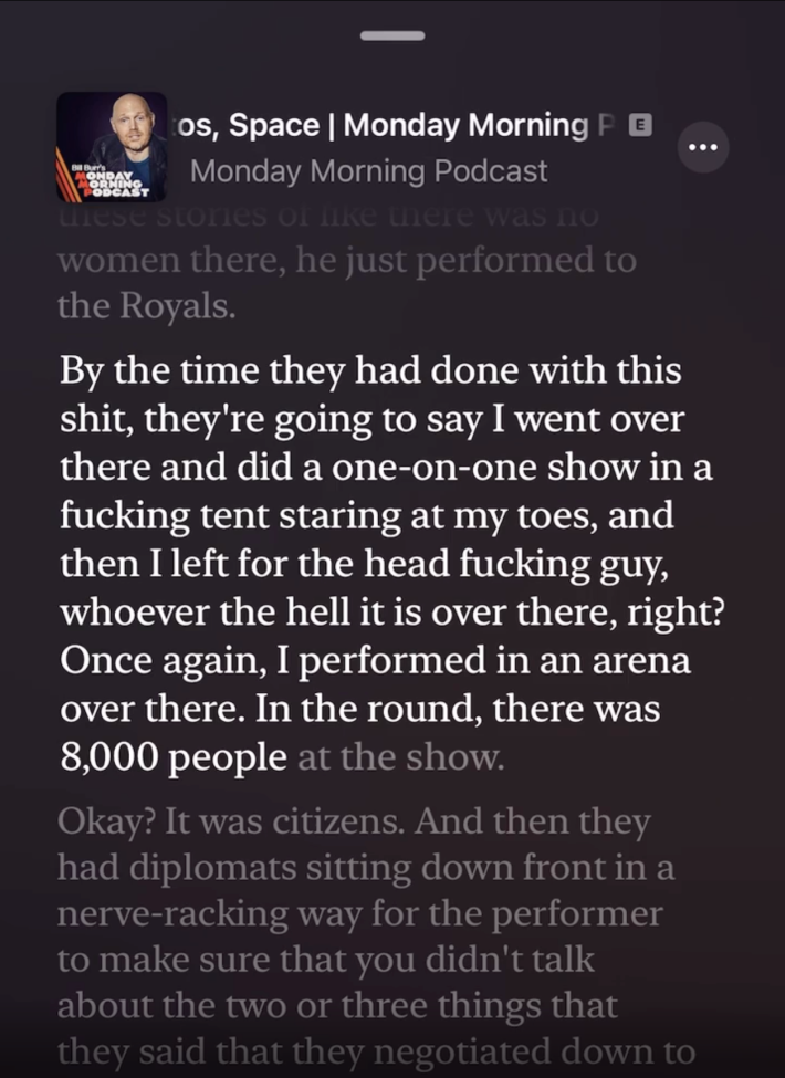 Live transcript of Bill Burr's podcast episode.