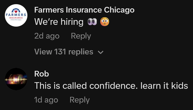 TikTok comments including one reading "We're hiring"