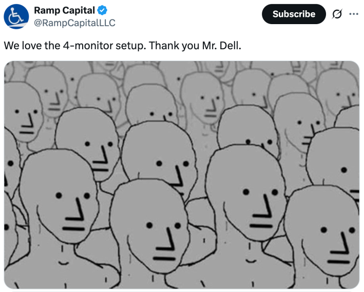 We love the 4-monitor setup. Thank you Mr. Dell.