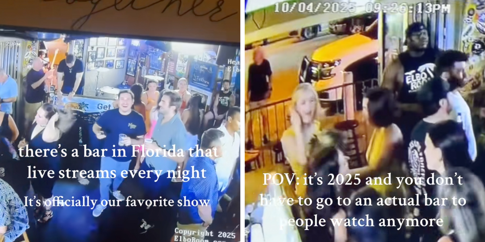 Screenshots of patrons at Elbo Room bar in Florida.