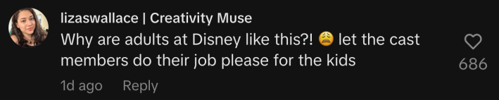 “Why are adults at Disney like this?! 😩 let the cast members do their job please for the kids.”