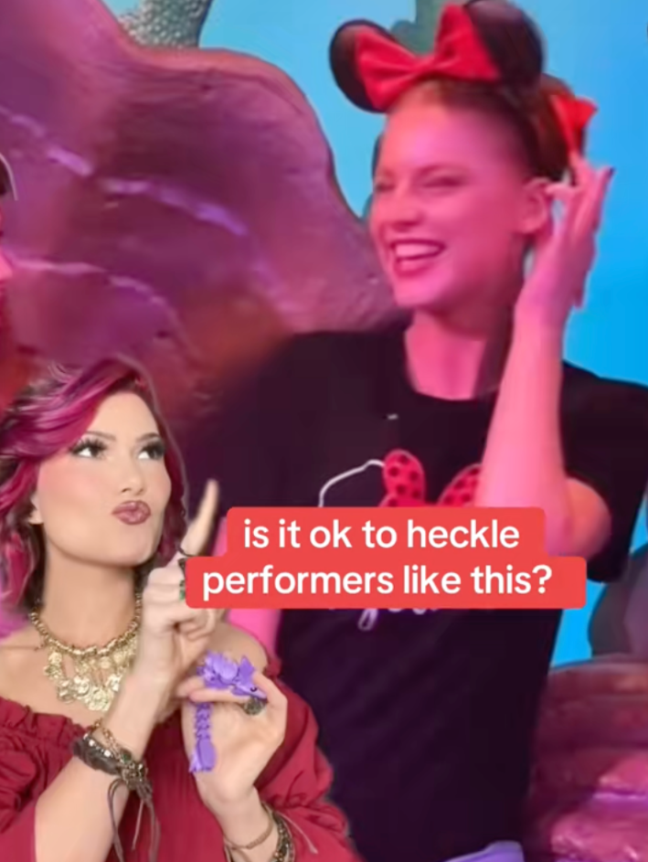 @kayla.g21/TikTok stich of influencer heckling the little mermaid "is it okay to heckle performers like this?"