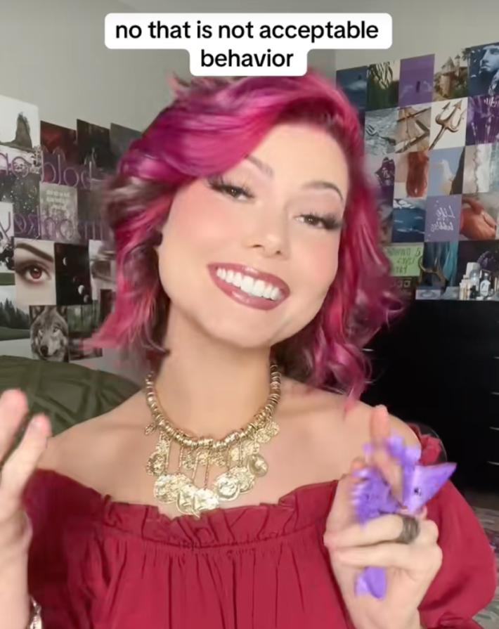 @kayla.g21/TikTok on screen text "no that is not acceptable behavior"