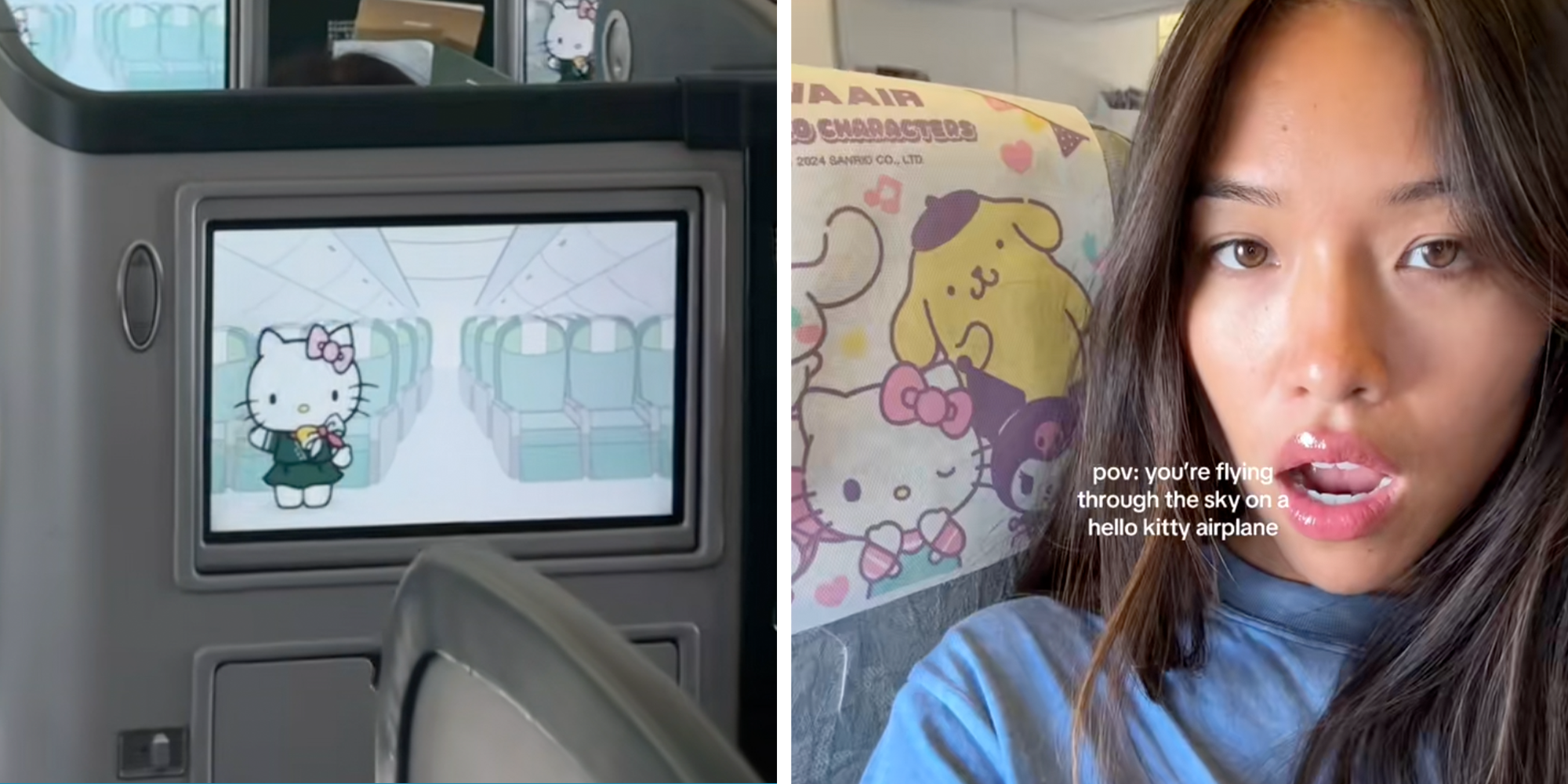 Traveler shares her POV on a Hello Kitty airplane in Japan
