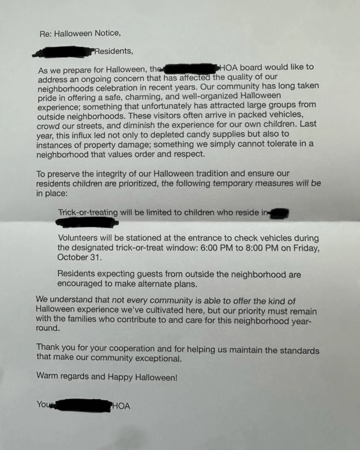 OP's letter from the HOA.
