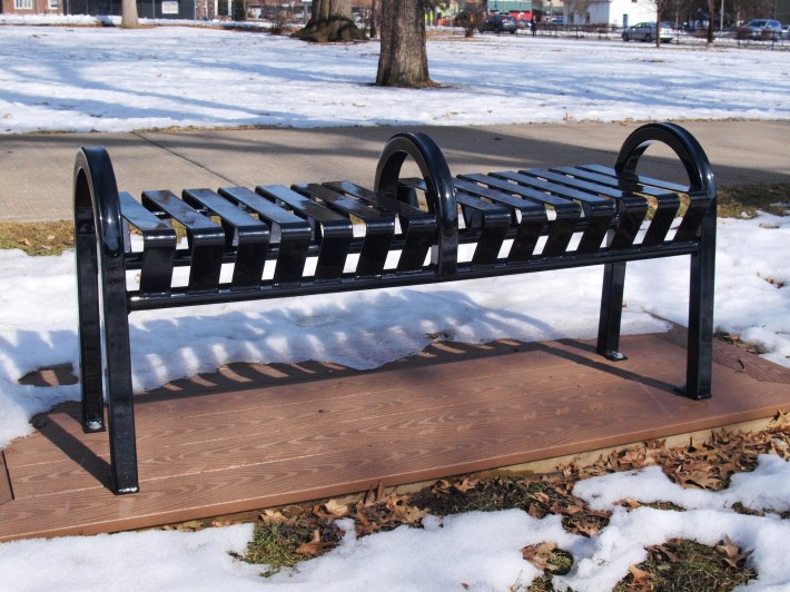 a bench with a divider in the middle