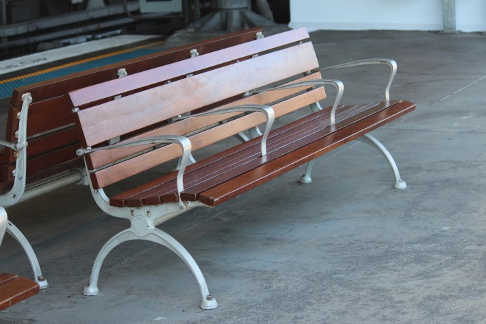 a bench divided into four sections