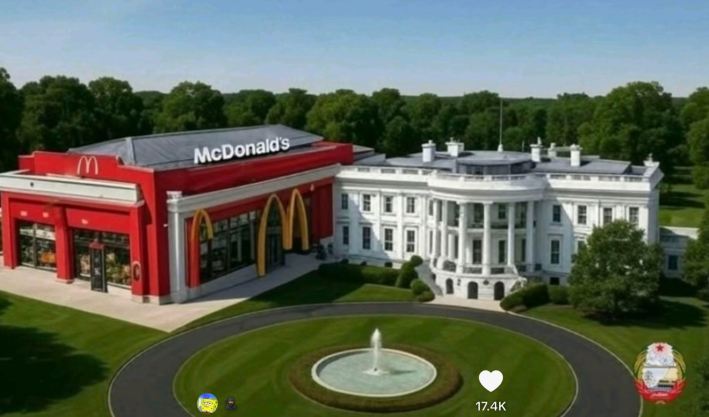 Whtie hosue modified with a McDonalds