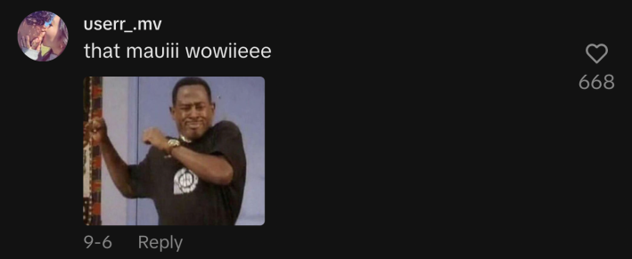“that mauiii wowiieee.” dancing meme