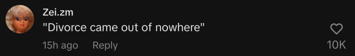 "Divorce came out of nowhere."