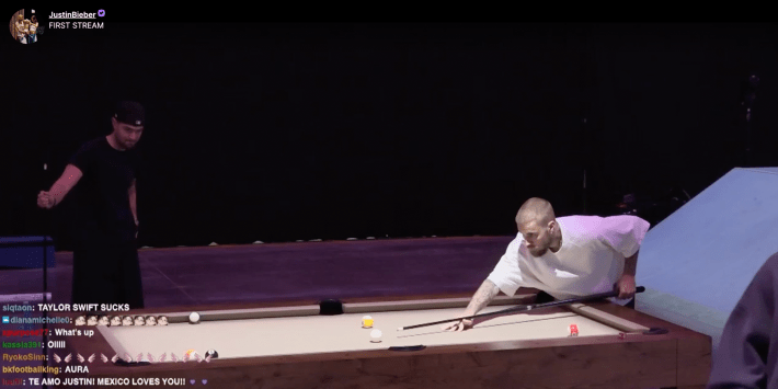 justin bieber first twitch stream