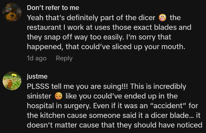 TikTok comments including one reading "