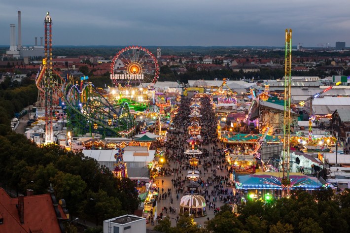 View of the Oktoberfest in Munich at night