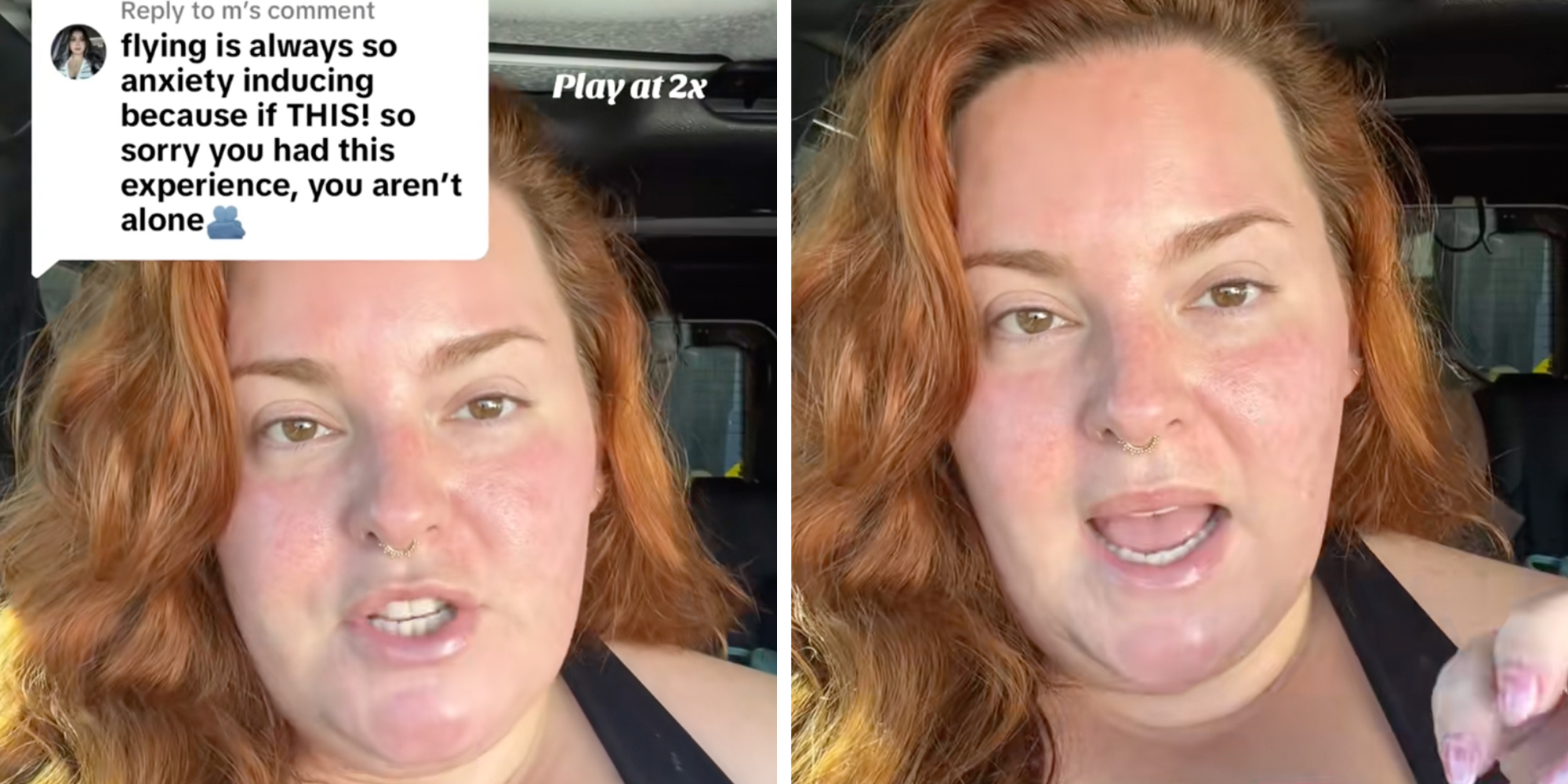 Model Tess Holliday sitting in her car speaking into the camera with her hair down.