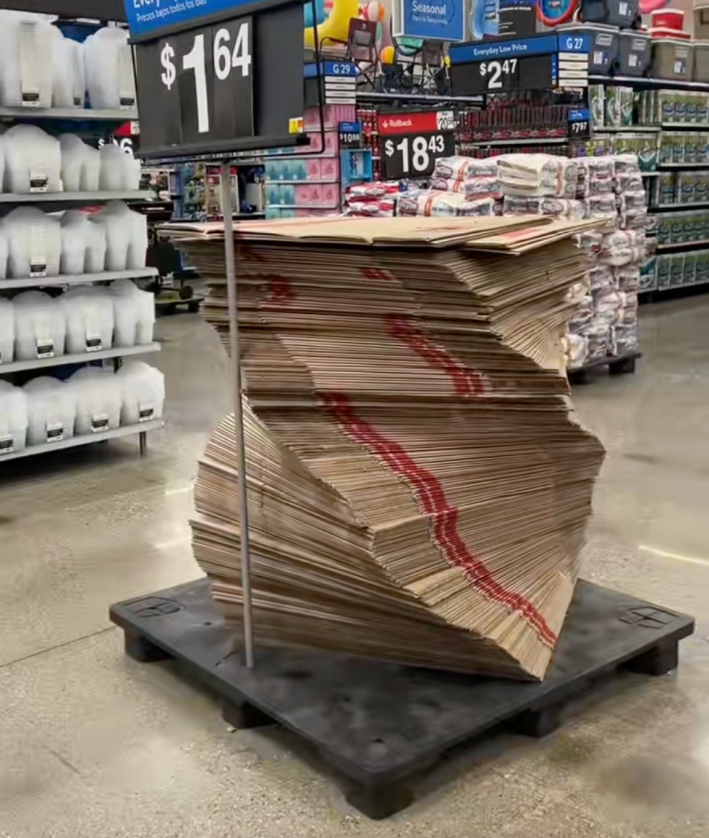 cardboard stacked