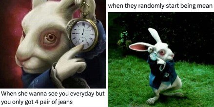 The “white rabbit pointing at a clock” meme explained: origins, meaning
