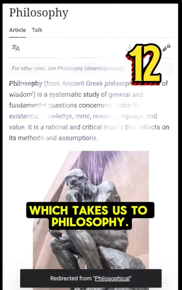 Screenshot of the Wikipedia page for Philosophy.
