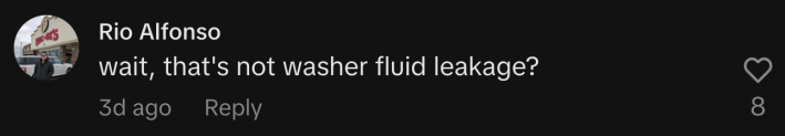 “Wait, that's not washer fluid leakage?”