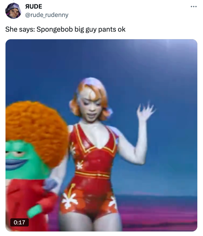 Reaction image with a scene from the SpongeBob music video.