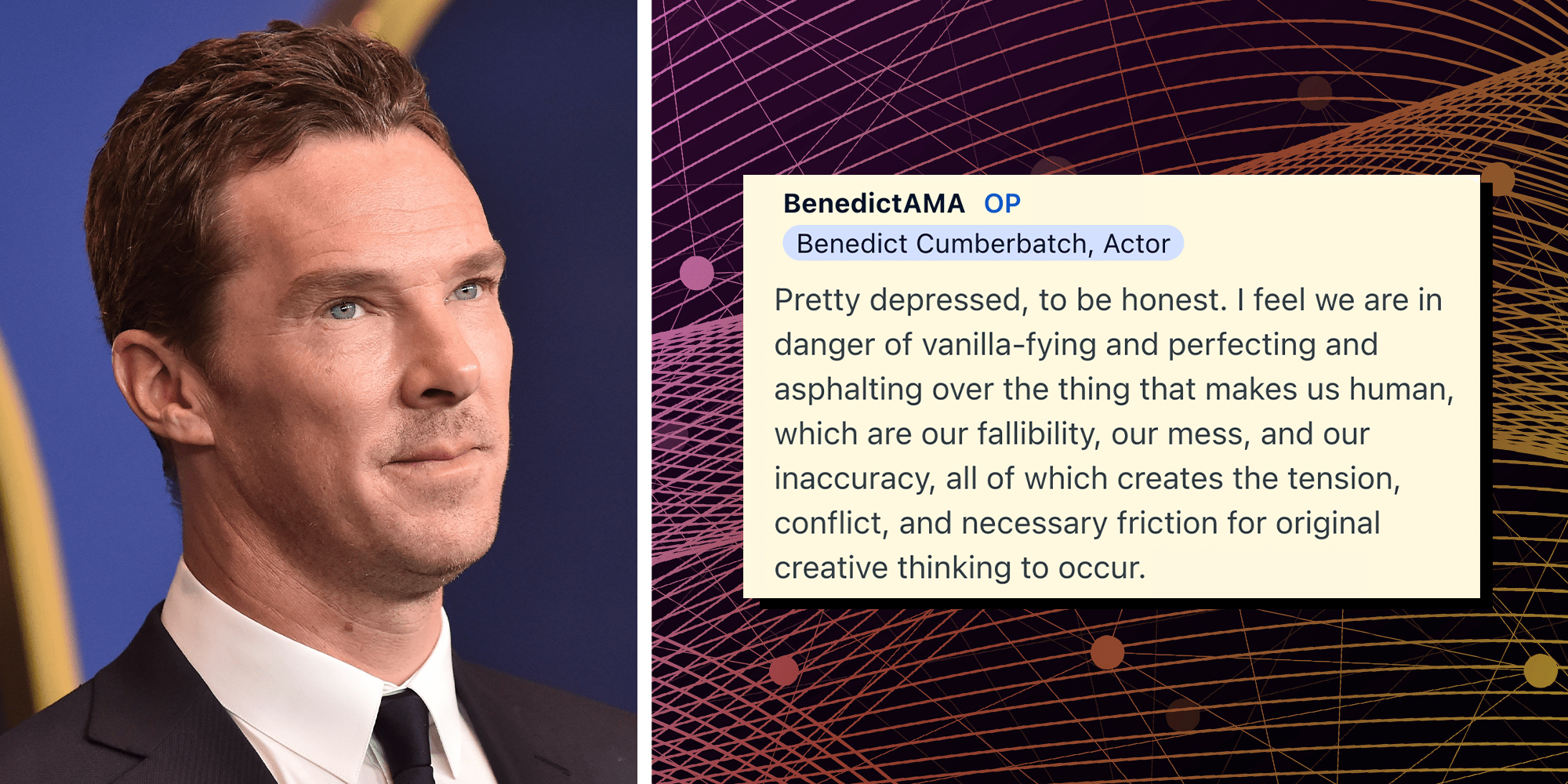 benedict cumberbatch reddit ama depressed about ai