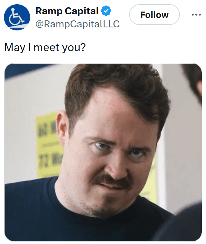 "May I meet you" meme with an image of a man making a creepy face.