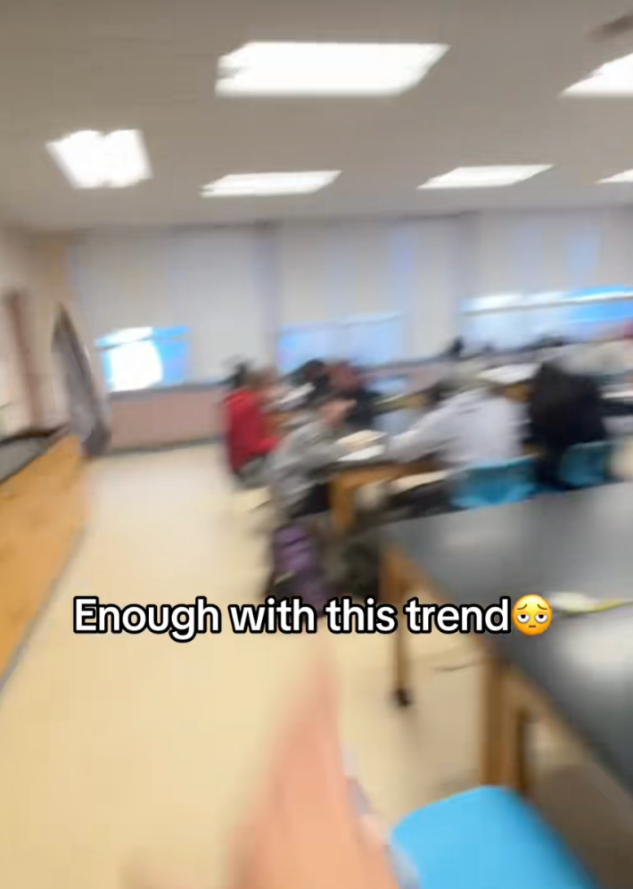 @cferrantii/TikTok throwing phone across the room to protest flipping camera trend with onscreen text "enough with this trend."