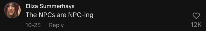 “The NPCs are NPC-ing.”