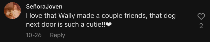 “I love that Wally made a couple friends, that dog next door is such a cutie!!❤”