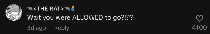 “Wait you were ALLOWED to go?!??”