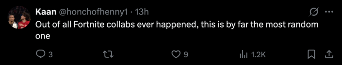 “Out of all Fortnite collabs ever happened, this is by far the most random one.”