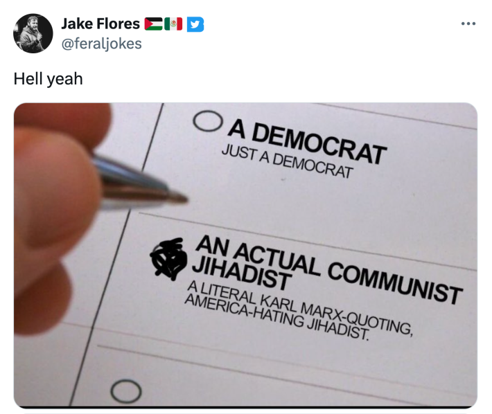 Tweet that reads, "Hell yeah" with the image described above.