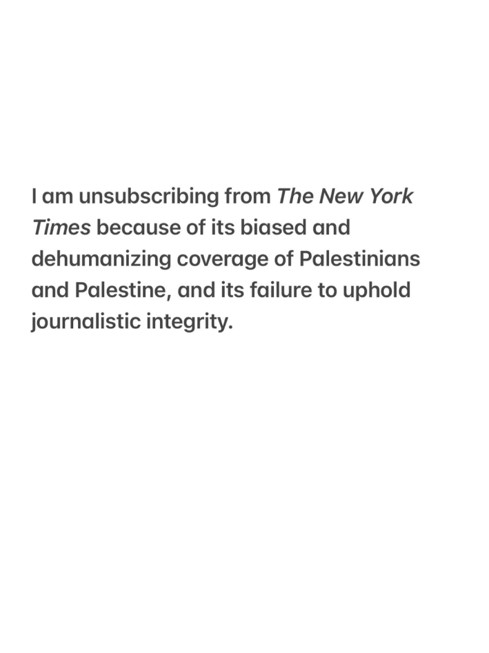Ms. Rachel's post about unsubscribing from the New York Times.