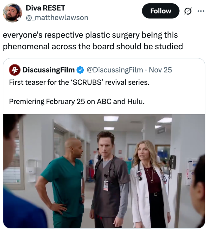 everyone's respective plastic surgery being this phenomenal across the board should be studied