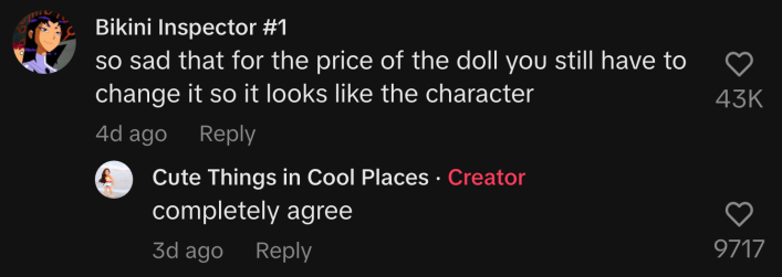 “so sad that for the price of the doll you still have to change it so it looks like the character”