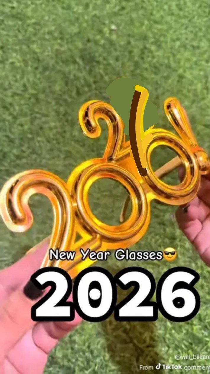 Edited image of 2026 New Years glasses.